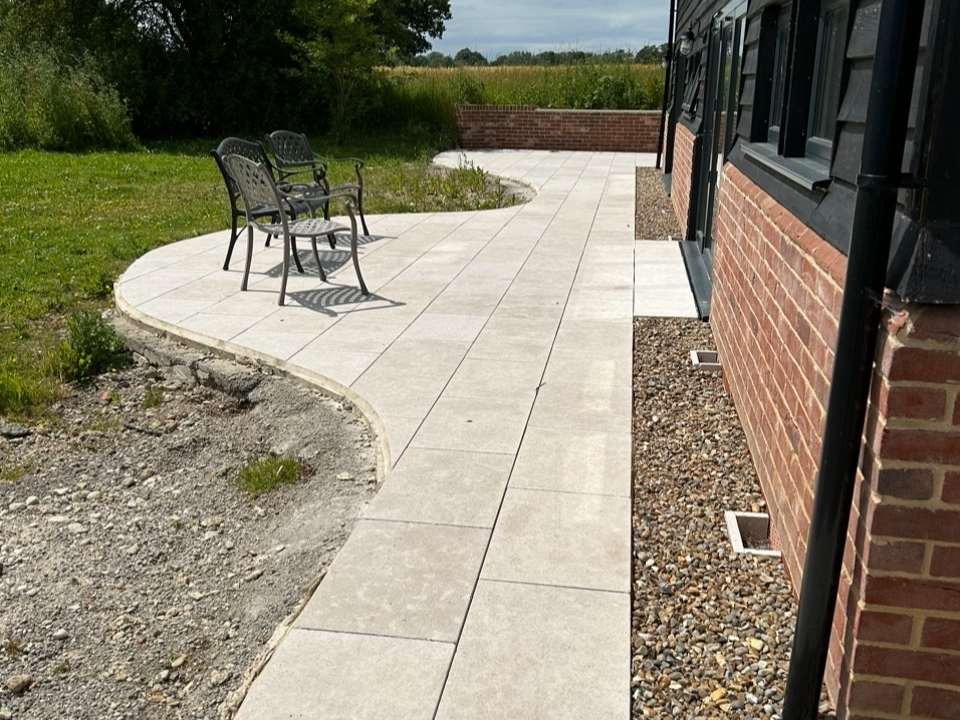 Modern garden paving path in Suffolk